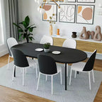 Lot de 4 chaises de salle à manger modernes avec assise en cuir PU, velours ou daim et piètement en acier blanc