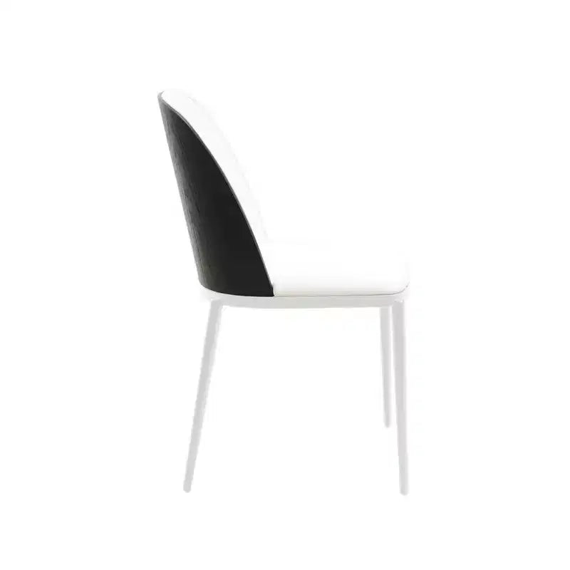 Lot de 4 chaises de salle à manger modernes avec assise en cuir PU, velours ou daim et piètement en acier blanc