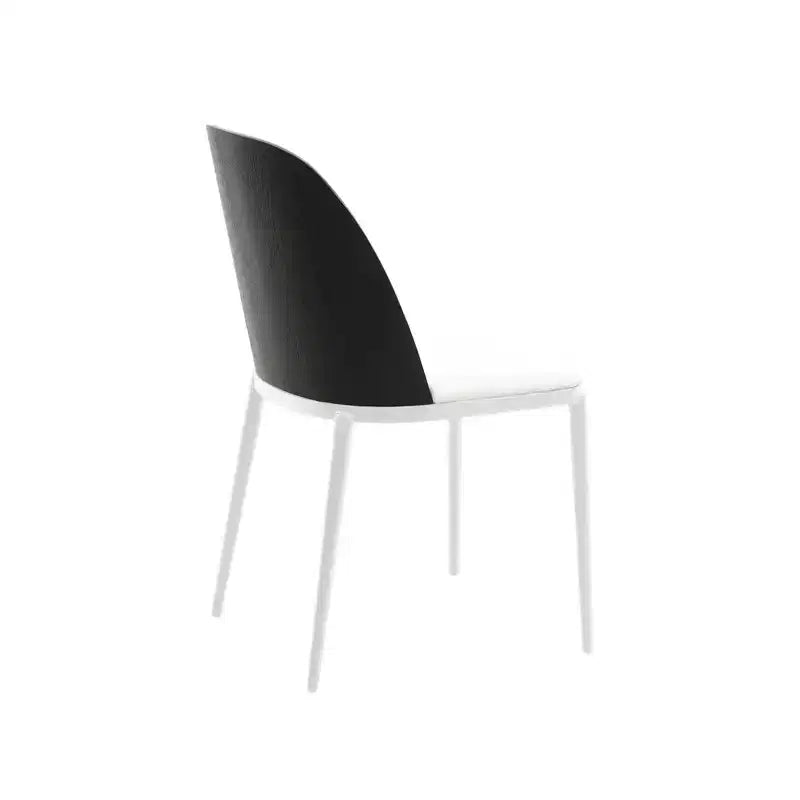 Lot de 4 chaises de salle à manger modernes avec assise en cuir PU, velours ou daim et piètement en acier blanc
