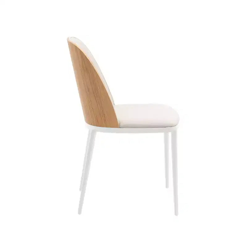 Lot de 4 chaises de salle à manger modernes avec assise en cuir PU, velours ou daim et piètement en acier blanc