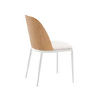 Lot de 4 chaises de salle à manger modernes avec assise en cuir PU, velours ou daim et piètement en acier blanc