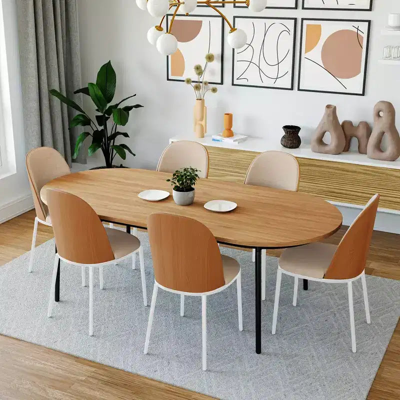 Lot de 4 chaises de salle à manger modernes avec assise en cuir PU, velours ou daim et piètement en acier blanc