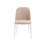 Lot de 4 chaises de salle à manger modernes avec assise en cuir PU, velours ou daim et piètement en acier blanc