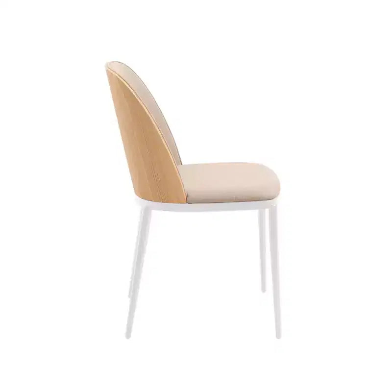 Lot de 4 chaises de salle à manger modernes avec assise en cuir PU, velours ou daim et piètement en acier blanc