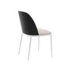 Lot de 4 chaises de salle à manger modernes avec assise en cuir PU, velours ou daim et piètement en acier blanc