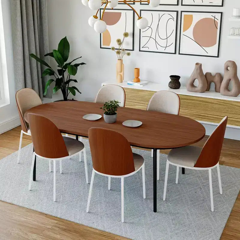 Lot de 4 chaises de salle à manger modernes avec assise en cuir PU, velours ou daim et piètement en acier blanc