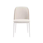 Lot de 4 chaises de salle à manger modernes avec assise en cuir PU, velours ou daim et piètement en acier blanc