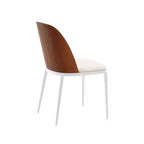 Lot de 4 chaises de salle à manger modernes avec assise en cuir PU, velours ou daim et piètement en acier blanc