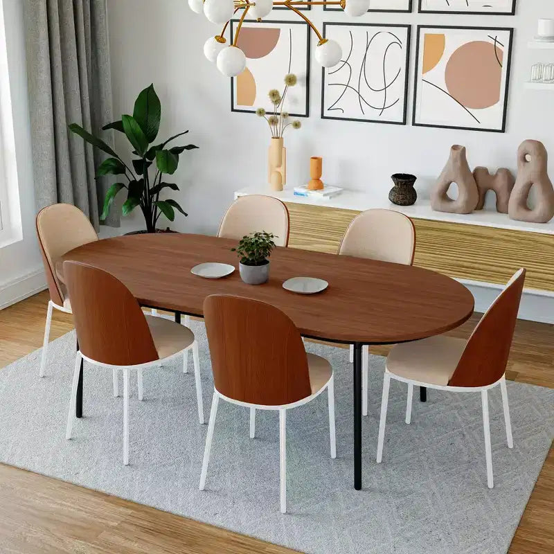Lot de 4 chaises de salle à manger modernes avec assise en cuir PU, velours ou daim et piètement en acier blanc