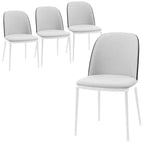 Lot de 4 chaises de salle à manger modernes avec assise en cuir PU, velours ou daim et piètement en acier blanc