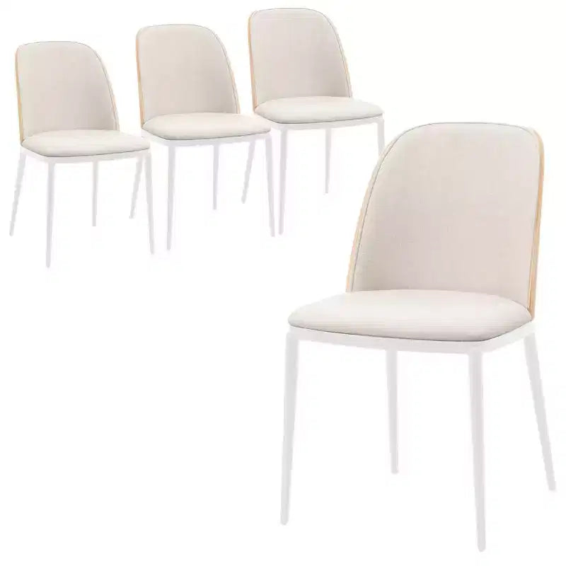Lot de 4 chaises de salle à manger modernes avec assise en cuir PU, velours ou daim et piètement en acier blanc