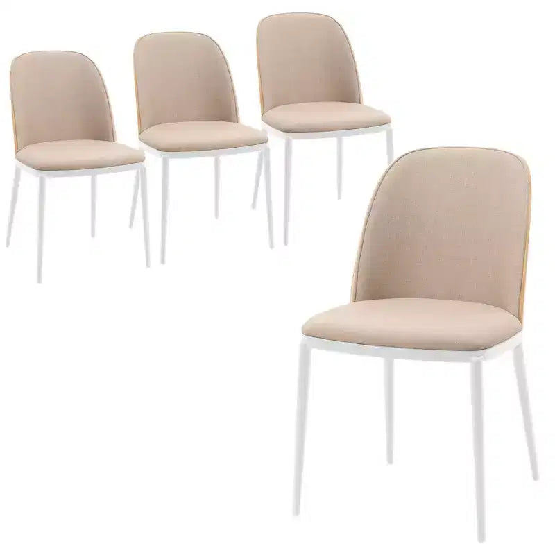 Lot de 4 chaises de salle à manger modernes avec assise en cuir PU, velours ou daim et piètement en acier blanc
