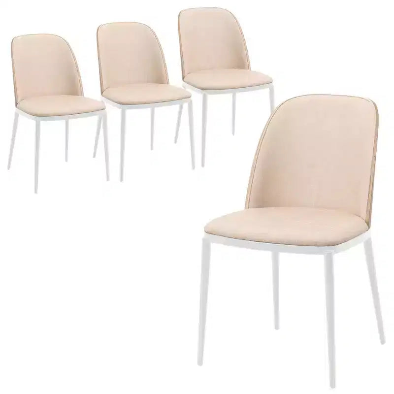 Lot de 4 chaises de salle à manger modernes avec assise en cuir PU, velours ou daim et piètement en acier blanc