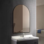 Miroir de salle de bain arqué avec éclairage LED et fonction anti-buée