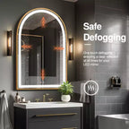 Miroir de salle de bain arqué avec éclairage LED et fonction anti-buée