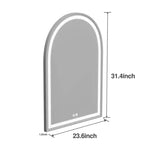 Miroir de salle de bain arqué avec éclairage LED et fonction anti-buée