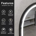 Miroir de salle de bain arqué avec éclairage LED et fonction anti-buée