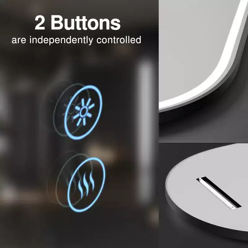 Miroir de salle de bain arqué avec éclairage LED et fonction anti-buée
