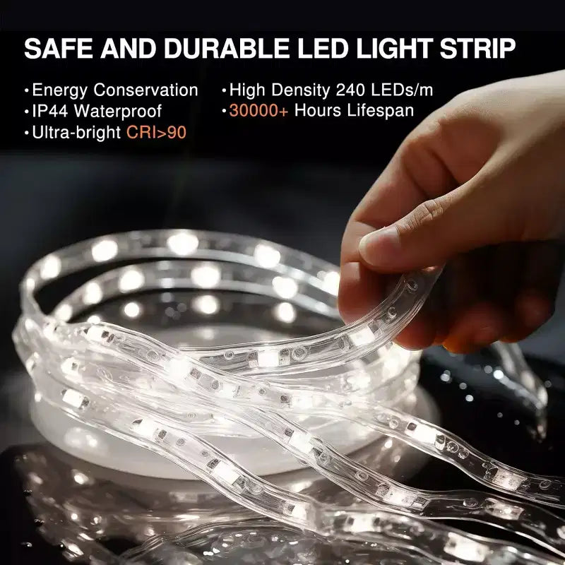 Miroir de salle de bain arqué avec éclairage LED et fonction anti-buée