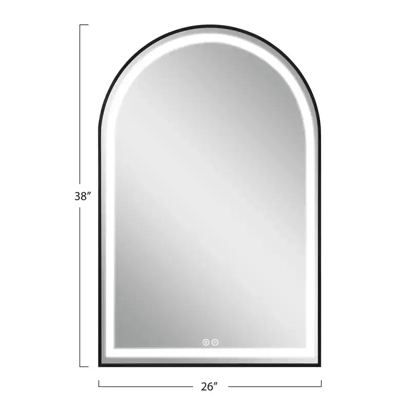 Miroir de salle de bain arqué avec éclairage LED et fonction anti-buée