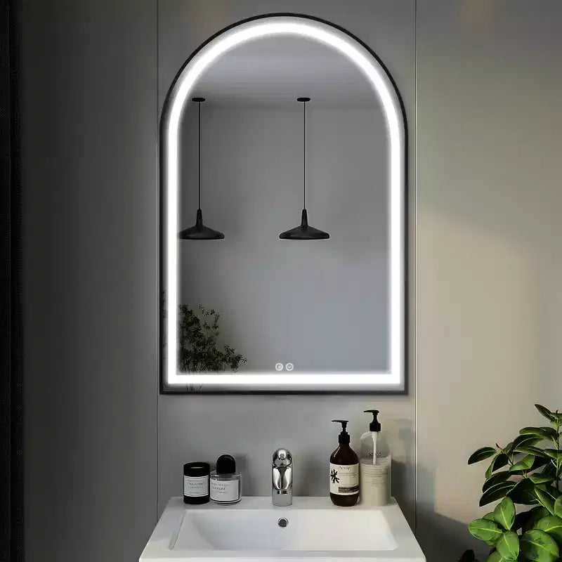 Dovelina Arched Bathroom Vanity Mirror LED Mirror with Defog
