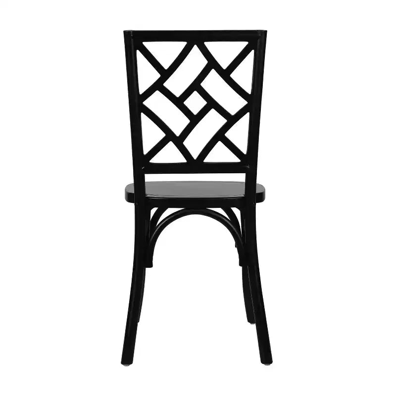Chaises de salle à manger empilables de qualité commerciale en bois massif Brooklyn avec dossier orné - Lot de 2