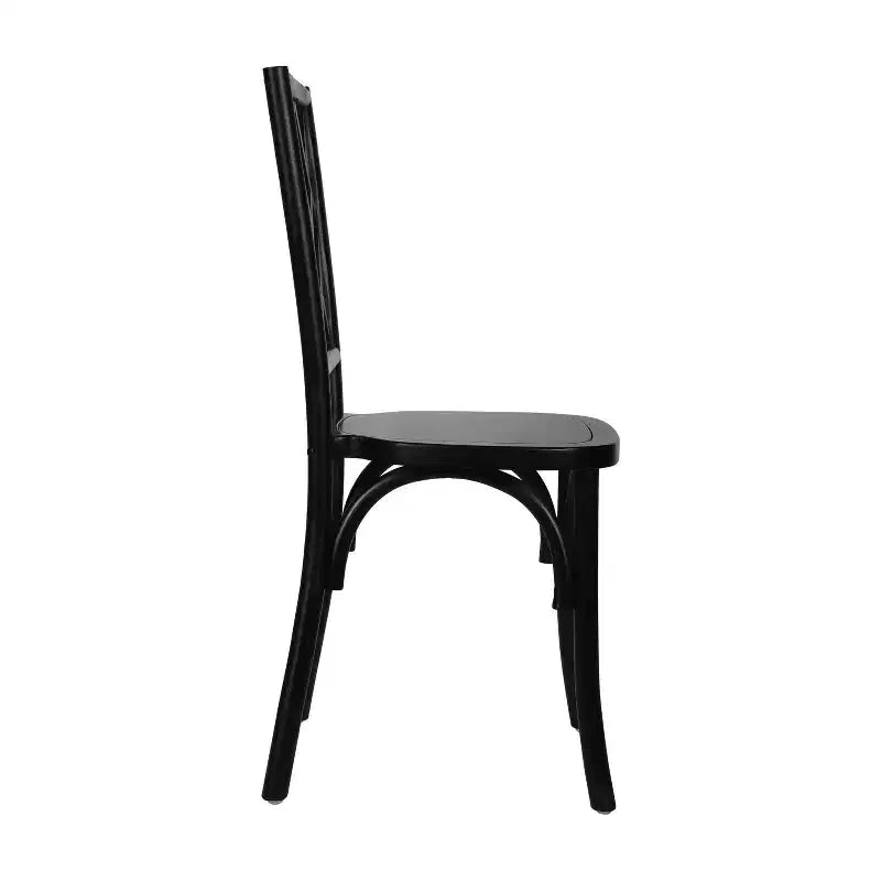 Chaises de salle à manger empilables de qualité commerciale en bois massif Brooklyn avec dossier orné - Lot de 2