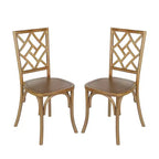 Chaises de salle à manger empilables de qualité commerciale en bois massif Brooklyn avec dossier orné - Lot de 2
