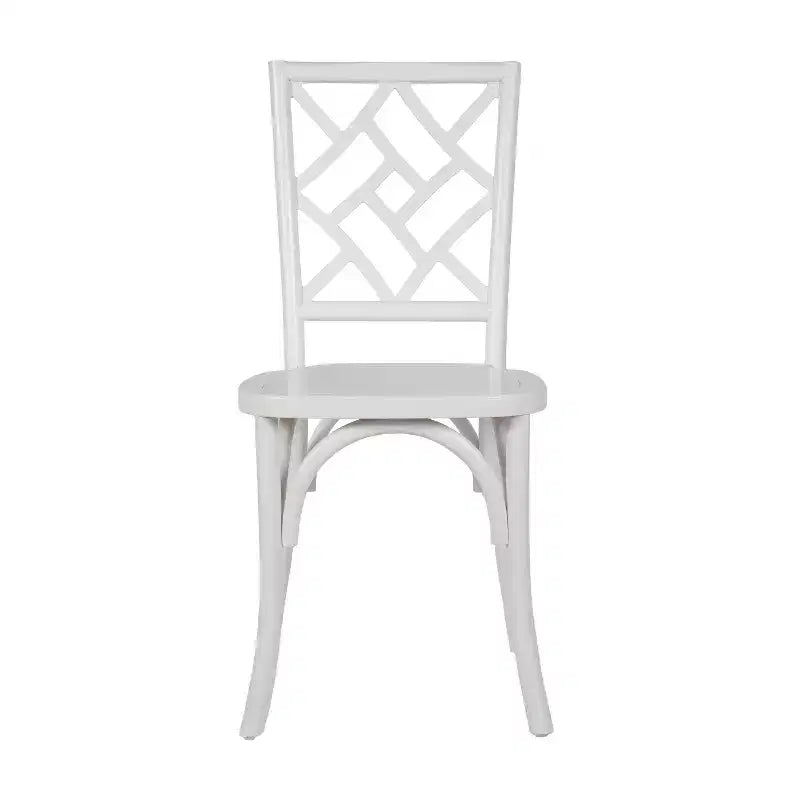 Chaises de salle à manger empilables de qualité commerciale en bois massif Brooklyn avec dossier orné - Lot de 2