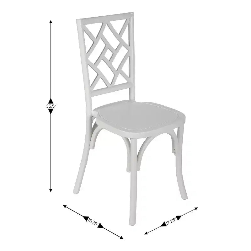 Chaises de salle à manger empilables de qualité commerciale en bois massif Brooklyn avec dossier orné - Lot de 2