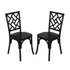 Chaises de salle à manger empilables de qualité commerciale en bois massif Brooklyn avec dossier orné - Lot de 2