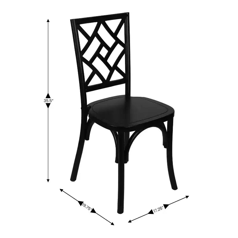 Chaises de salle à manger empilables de qualité commerciale en bois massif Brooklyn avec dossier orné - Lot de 2