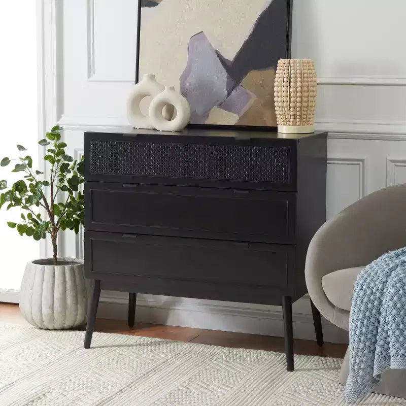 Commode Baisley à 3 tiroirs en rotin