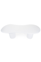 Table à manger organique en verre blanc