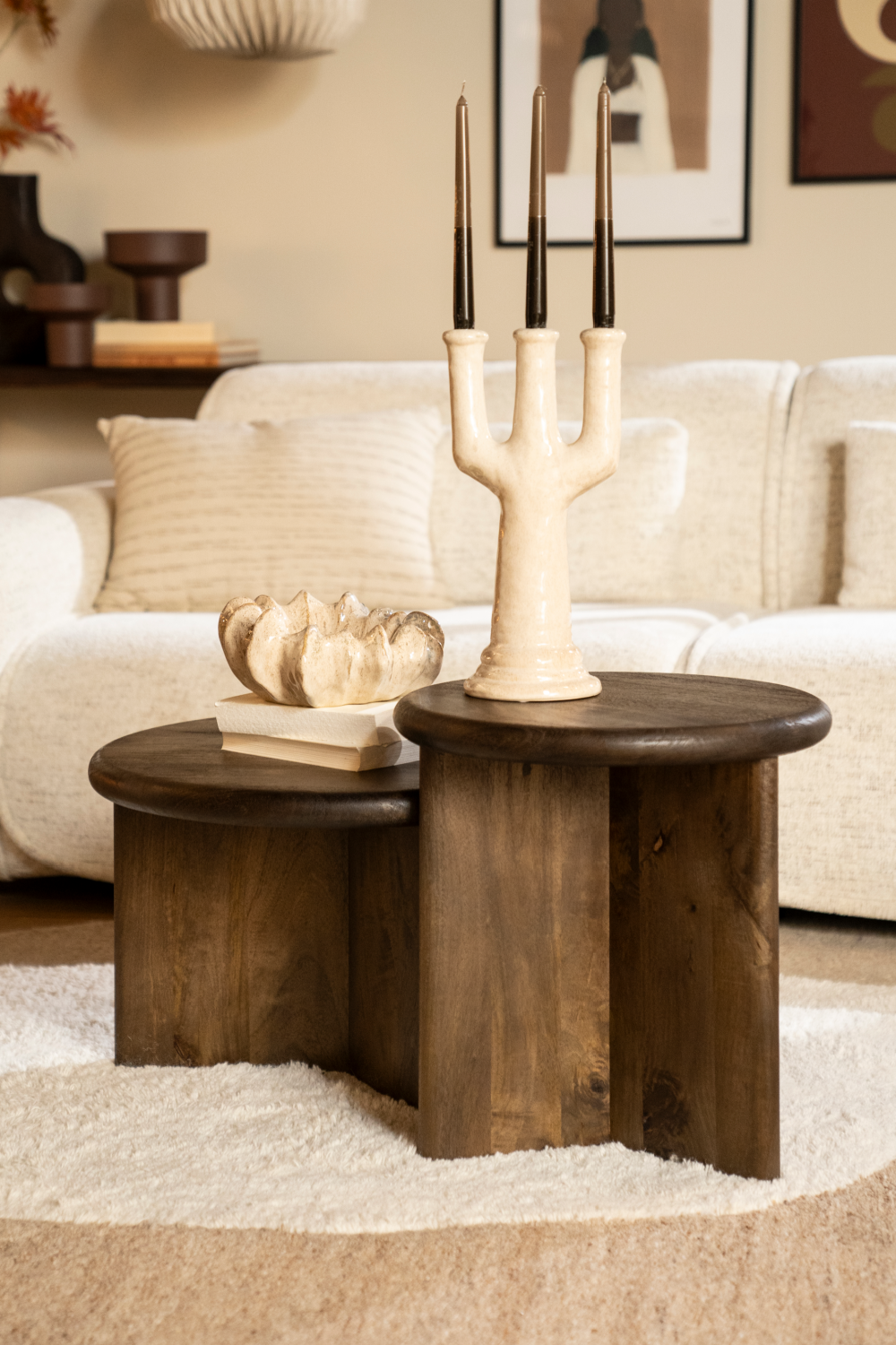 Table basse ronde en bois S