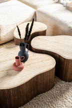 Table basse organique en travertin