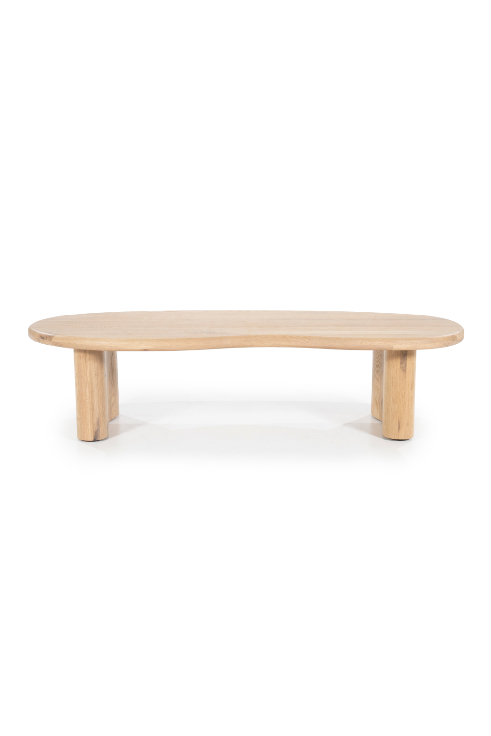 Table basse en chêne en forme de haricot