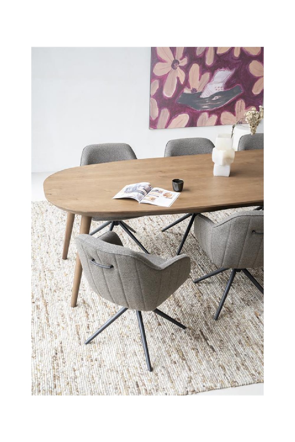 Table à manger en chêne laqué L
