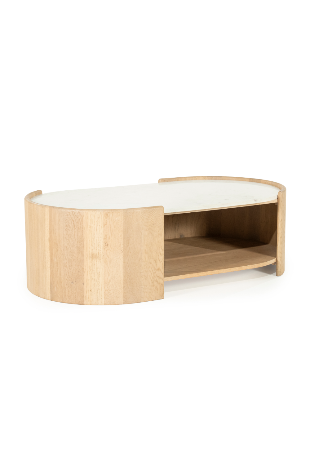 Table basse ovale en marbre blanc