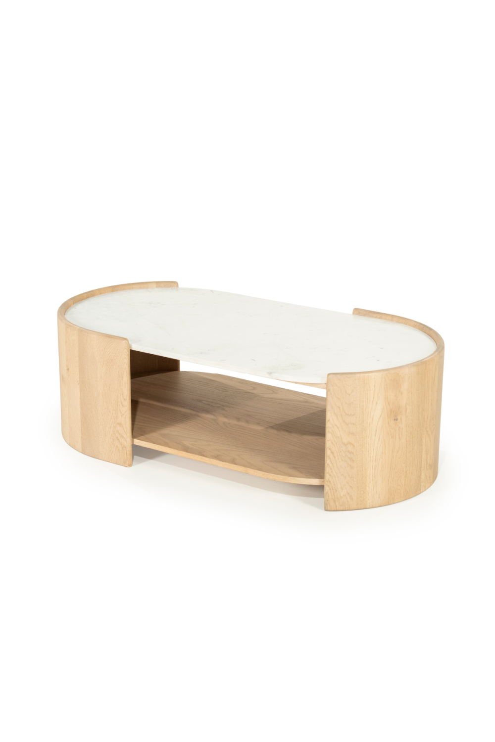 Table basse ovale en marbre blanc