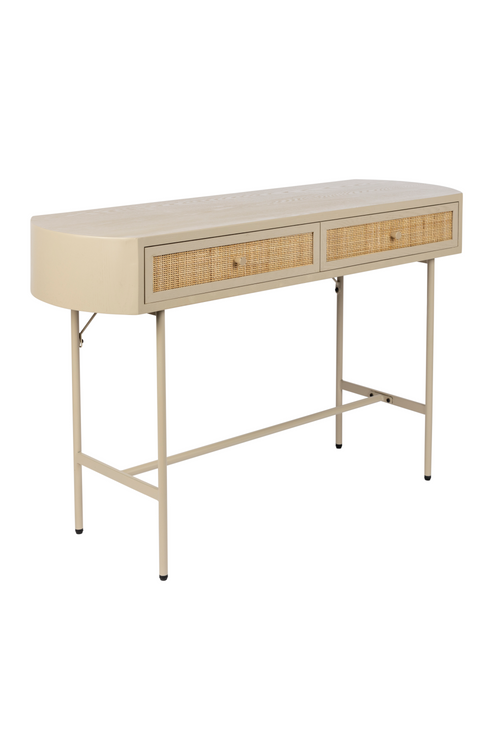 Console beige avec tiroirs