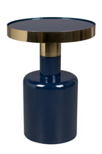 Table d'appoint sculpturale en émail bleu