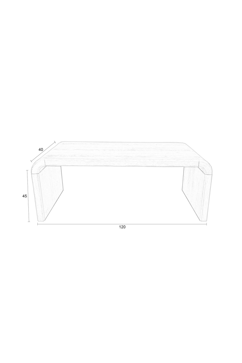 Table basse courbée en chêne