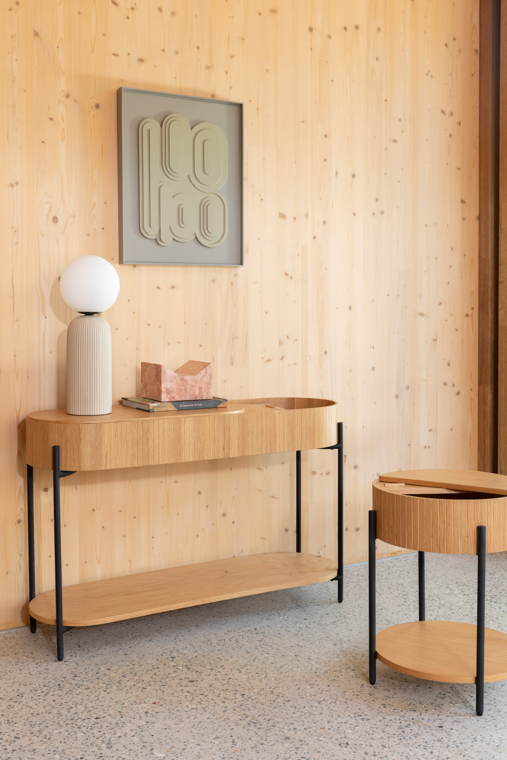 Console en chêne de forme oblongue