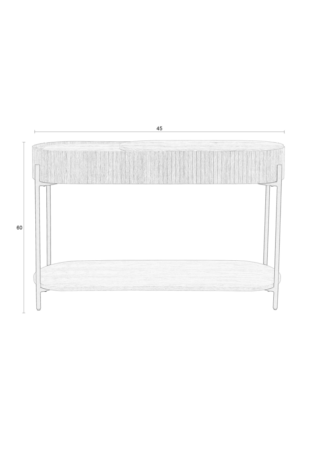 Console en chêne de forme oblongue